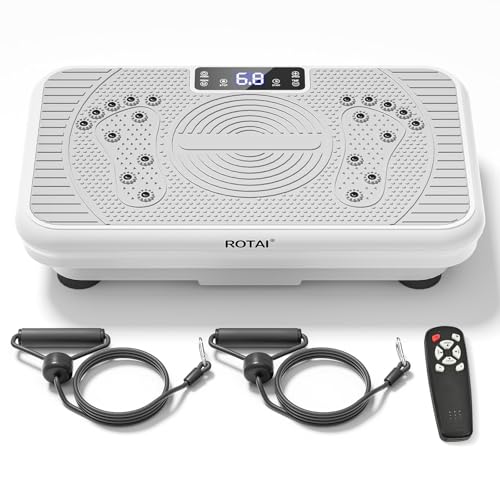 Vibration Plate, Lymphatic Drainage Massager for Circulation Boost & Recovery, Vibration Plate Exercise Machine with Remote & Loop Bands, Compact Home