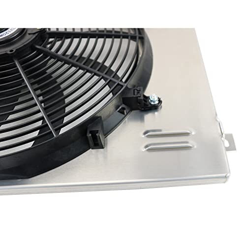 Cubauto All Aluminum Radiator Shroud + 16"Fan For Chevy C/K Series C10 C20 C30 K10 K20 K30 Pickup Suburban 1963 1964 1965 1966 Pontiac Bonneville Grand Prix Catalina Star Chief 6.4L V8 Radiators #TOP4