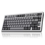 Chilkey ND75 LP Low Profile Keyboard: 75 Percent Wireless Aluminum Mechanical Gaming Keyboard w/Screen, Tri-Mode, Quick Disassembly, RGB Backlit Key Board for Laptop Office PC (Silver)
