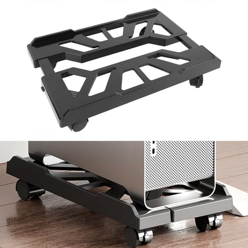 Soporte ajustable para PC, soporte para CPU con ruedas giratorias, disipación de calor, capacidad de carga 32 kg, ajustable para torres de computadora de 20 a 28 cm de ancho, material ABS miniatura 7