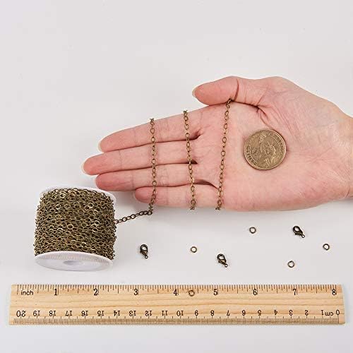 SUNNYCLUE 33 Feet Jewellery Making Chain Bulk 3mm Antique Bronze Cable Chain with 30pcs Lobster Clasps and 100pcs Jump Rings for Necklace Earring Bracelet Making, Nickel Free
