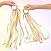 Dawnglow 2Pcs Ribbon Hand Kites, Gymnastics Dance Ribbons,Dancing Streamer with Wood Ring for Artistic Dance, Gymnastics, Entertainment, Decoration and Party - Aurora Gleam