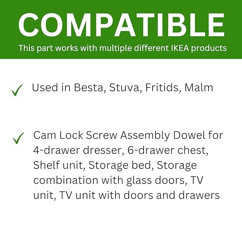 Spare Hardware Parts Nockenschlossschraube, 33 mm, Ersatz für IKEA-Teilenummer 130618, 4 Stück