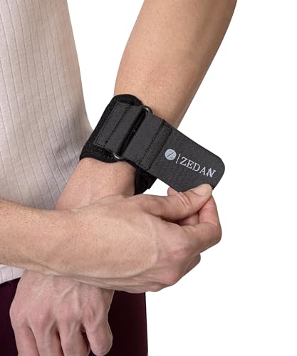 Image of ZEDAN Active Tennis Elbow Support Brace Band for Men & Women | Adjustable Strap | For Pain Relief in Bursitis, Tendonitis | Skin Friendly Elbow Band /Guard | For Workout, Gym Badminton, Cricket - Black