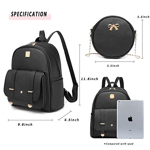 Image of MACCINELO Cute Leather Mini Backpack Purse for Women Bowknot Small Backpack for Girls gift Rucksack Ladies Shoulder Bag 3pcs