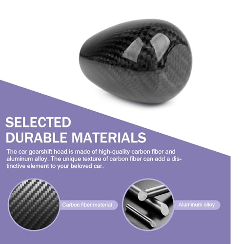 MOXRUQ Carbon Fiber Gear Shift Knob, Universal Manual/Automatic Shifter with 3 Thread Adapters, Cool Design Shift Lever Knob Head, Sporty Interior Upgrade for Most Cars (Carbon)