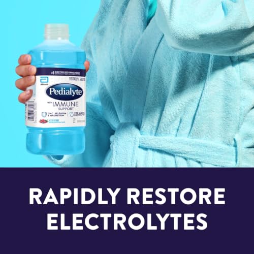Image of Pedialyte with Immune Support Electrolyte Solution, Hydration Drink with Zinc, Selenium, and Magnesium, Iced Berry, 1 Liter, Pack of 4