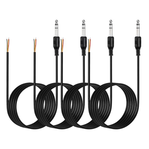 Cable de audio 6.35mm macho a cable desnudo 4 piezas miniatura 1