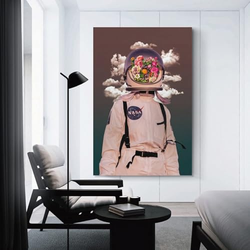 Tableau Flower Astronaut in Space Suit d'Art Mural Toile 40x60cm
