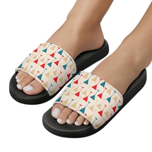 Cocktail Glasses Red Print Slides Shoes Mans Womans Slide Sandals Indoor Thick Sole Slippers Bath Non Slip Slip on Shoes Flat Slides4