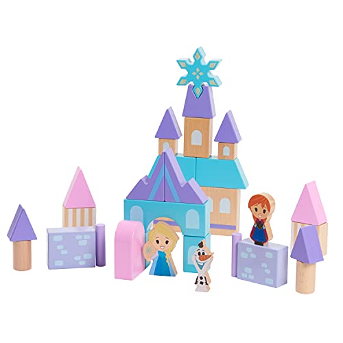 Disney Wooden Toys Frozen Arendelle Castle Block Set, 30+ Pieces Include Elsa, Anna, And Olaf Block Figures, Amazon Exclusive, By Just Play #TOP1