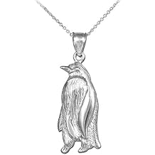 Animal Kingdom 925 Sterling Silver High Polish Charm Emperor Penguin Pendant Necklace