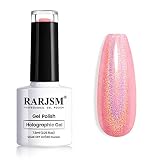 RARJSM Holographic Nail Polish Glitter Pink Gorgeous Glossy 1 Pcs 7.5ml Sparkling Gel Polish LED Lam