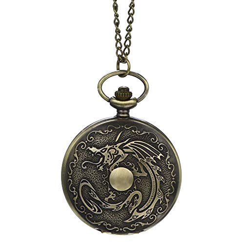 Fxbar,Vintage Chain Retro The Greatest Pocket Watch Necklace for Grandpa Dad Gifts Mens Watches(H)