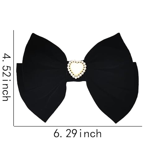 Presilhas de cabelo vintage de veludo preto com laço de pérola para fita de cabelo elegante com laço