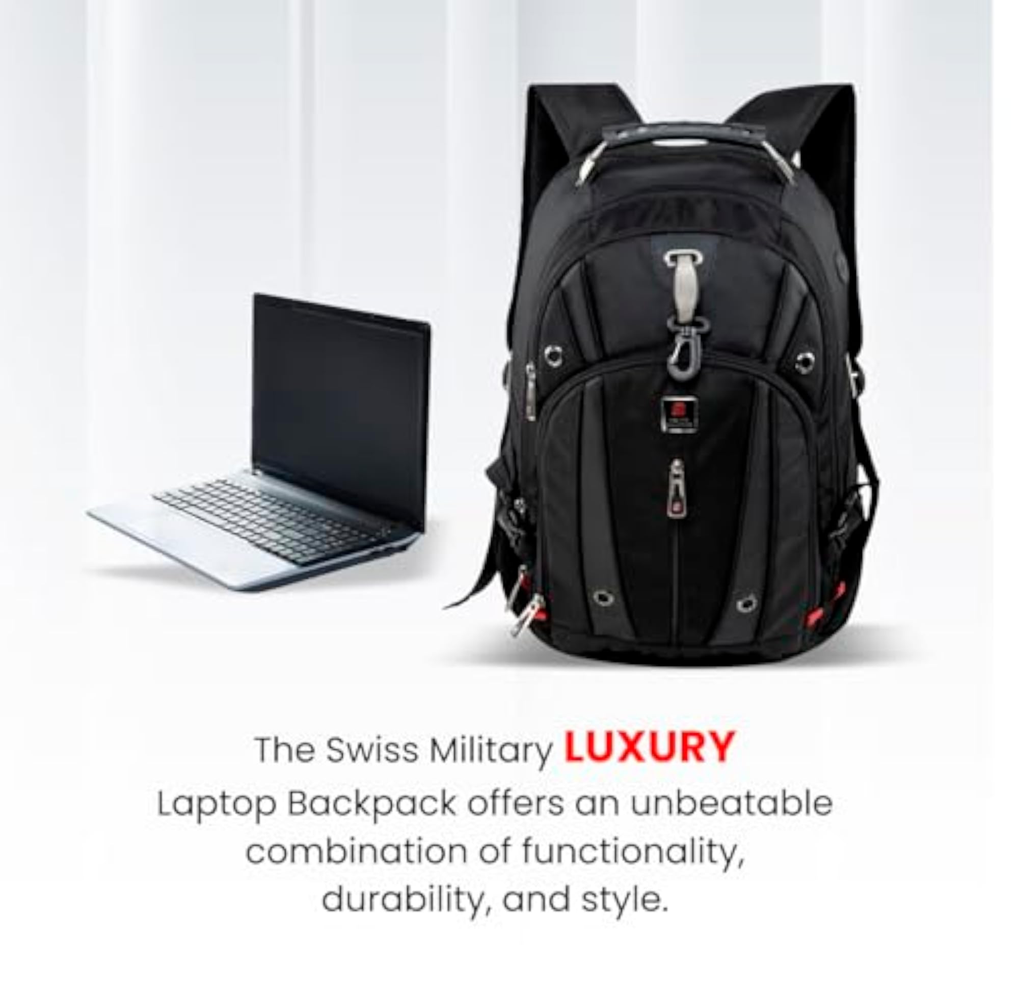 Laptop Backpack with USB Charging Port, Water-Resistant