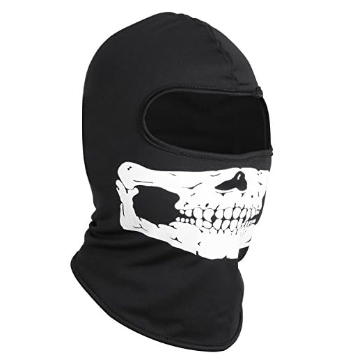 Cagoule Noire avec Motif Mâchoire de Crâne – Essentielle pour Le Cyclisme, Le Ski et Le Snowboard, l’Airsoft et Les Sports Motorisés – Une Ouverture pour Les Yeux – Taille Unique