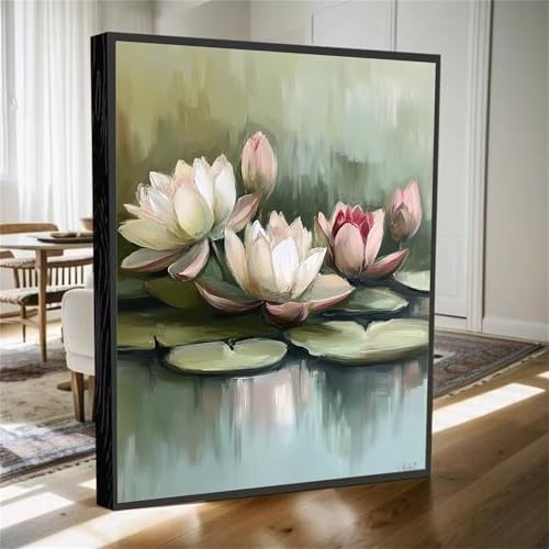 Diamond Painting Kit étang aux lotus à offrir pour un projet DIY créatif de 50x70cm