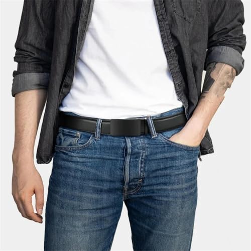 Men's Automatic Buckle Belt, Pu Leather Business Belt, 3.4Cm Casual Belt Tkpc-Pvc 125cm3
