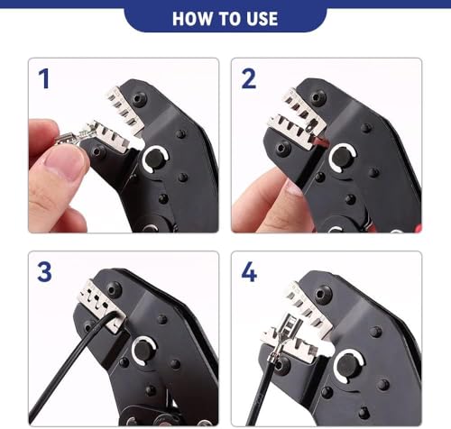 Image of SN-58B Non-insulated 24-16 AWG Open Barrel Crimping Tool 0.25-1.5mm, Ratcheting Crimper for Dupont Molex JST TE Terminals & EPC PCIE SATA Pins
