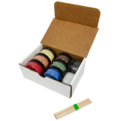 GreenBird Real Milk Paint Powders 8 Bottle Craft Paint Kit with Stirring Sticks Natural Powder Paint for Bird Houses and Unfinished Wood Mix with Water for Custom Colors Made in USA