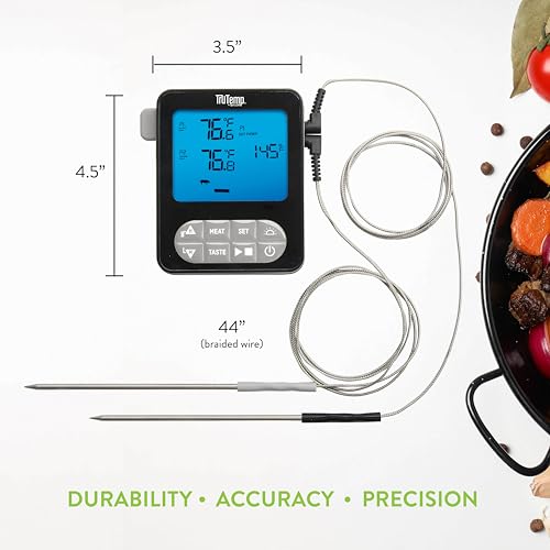 Image of Taylor Tru Temp Dual Wired Probe Meat Thermometer with Backlight, Gray