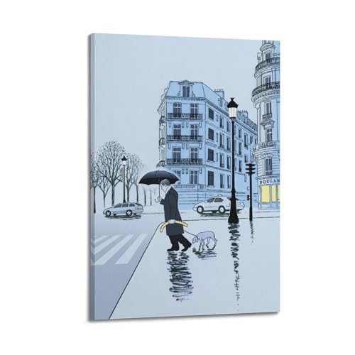Toile The Baguette Leash Guy Billout pour salon moderne 20x30cm
