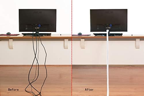 Alex Tech 3 m - 1/2" osłona przewodu, tuleja na kabel, dzielona tuleja na kabel USB, kabel zasilający, kabel audio, wideo, chroni kota przed przewodami do żucia, biały