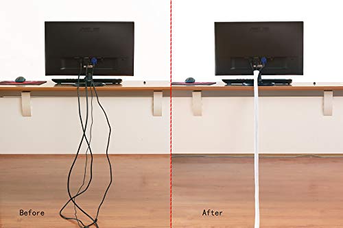 Alex Tech 10ft - 1/2 inch Cord Protector Wire Loom Tubing Cable Sleeve Split Sleeving for USB Cable Power Cord Audio Video Cable - Protect Cat from Chewing Cords - White by Alex Tech - Image 3