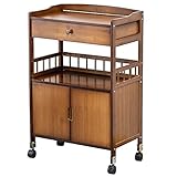 XIONGGG Kitchen Bar Serving Carts Bamboo Mobile Trolley, Utility Kitchen Island Trolley with Drawer,