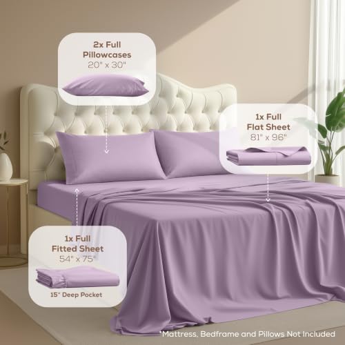 Image of Utopia Bedding Bed Sheet Set - Soft Brushed Microfiber Fabric - Shrinkage & Fade Resistant - Easy Care (Full, Lavender)