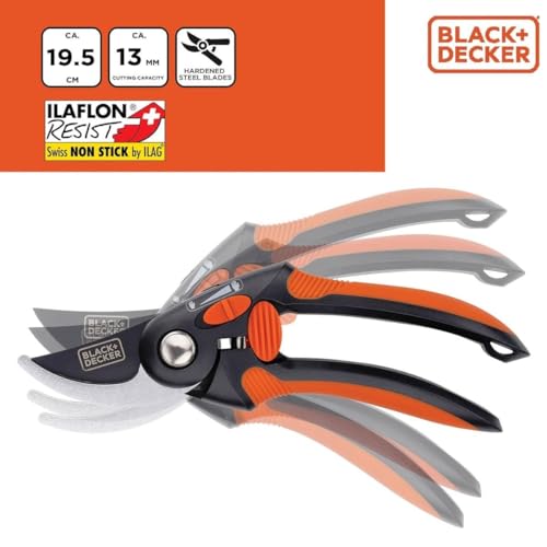 Secateur de jardin 19.5cm Lame acier haute qualite Revetement anti adhesif Coupe 13mm et Decker - vue 4