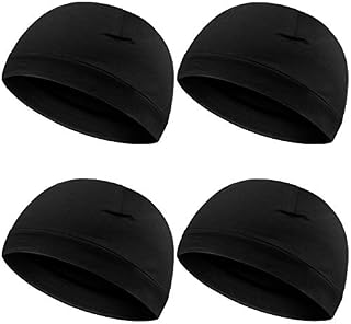 4 Pieces Men Skull Caps Soft Cotton Beanie Sleep Hats Stretchy Helmet Liner Multifunctional Headwear for Men Women