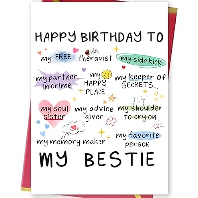 Funny Birthday Card for Women Sister, Happy Bday Gifts for Bestie, Bestie Friendship Birthday Card