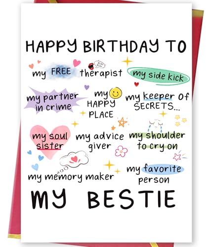 MQMRYeto Funny Birthday Card for Women Sister, Happy Bday Gifts for Bestie, Bestie Friendship Birthday Card