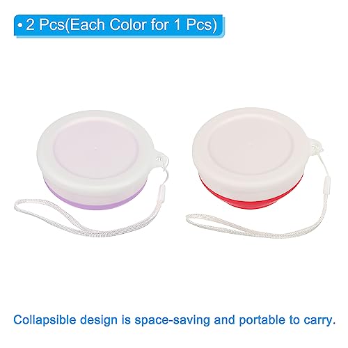PATIKIL Collapsible Cup, 2 Pack 200mL Travel Folding Cup Silicone Portable Drinking Cup for Camping Hiking Outdoors Rose Red Purple - Image 3