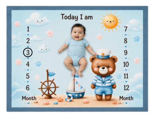 Image of NEW COMERS Milestone Baby Blanket for All Season Play Mat, Super Soft Foam | 3 Layer Thick Mat Blankets for Kids /New Born Monthly Photoshoot
