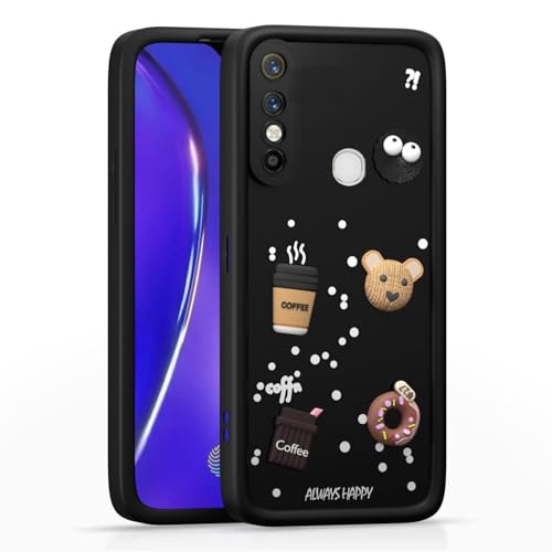 Image of Bintage Cute Fun Taddy| 3D Ball Bear| Donut| Coffee Rubber Case Full Body & Camera Protection Back Cover Compatible for Infinix Hot 8 - Black