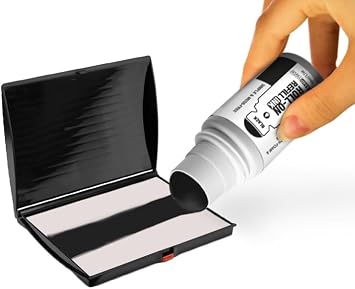 Roll-On Stamp Pad Ink Refill 50ml/1.7oz Self Inking, Foam & Felt Pads Easy-Use Roller Ball Applicator Black