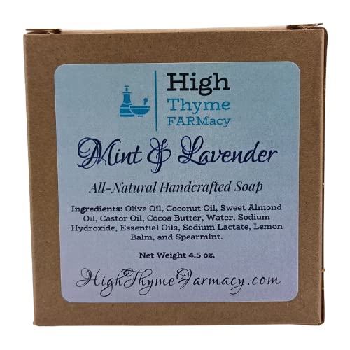 All-Natural Mint & Lavender Soap - Exfoliating Soap Made With Real Spearmint And Lemon Balm - Lavender & Peppermint Soap - Natural Lye Soap - Non Toxic Hand Soap - Mint & Lavender Hand Soap #TOP4