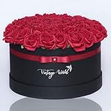 Vintage World Infinity St. Petersburg Handgemachte Rosenbox, 50 Rosen, Geschenkidee, lange haltbar, rot