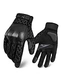 VXW Breathable Mesh Motorcycle Gloves Touchscreen Full Finger with Kevlar Palm Pad Men Women (Black,