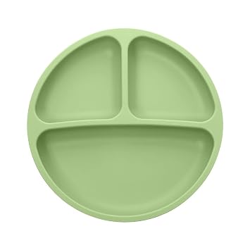 TONY STARK Baby Suction Plates for Baby Feeding with 4 Strong Suction Cups, Silicone Toddler Plates with Deep Divided for Kids to Feed Themselves, Dish Washer & Micro-Wave Oven Safe (Green)
