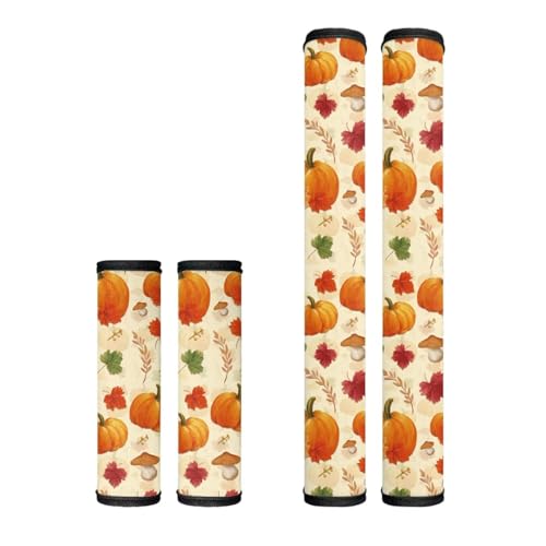 Image of Dreaweet Mushroom and Pumpkin Fridge Door Handle Covers Set of 4 Fall Kitchen Decor Washable Appliance Refrigerator Microwave Dishwasher Dust Door Handle Cover Keep Off Fingerprints