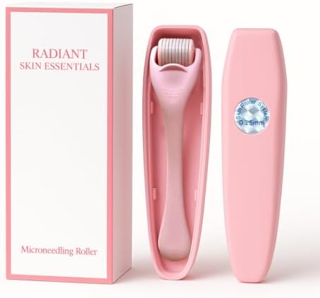 540 Stainless Steel Micropoint Derma Roller – Microneedling Roller for Face, Scalp & Beard – Skin Care Tool for Collagen Boost, Wrinkles & Hair Growth – Storage Case Included (Matte Baby Pink)