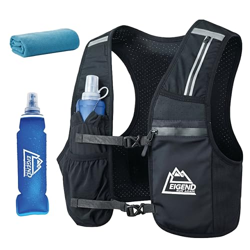LEIGEND Hydration Running Vest Ultra-Light Reflective Running Bag with 500ml Soft Water Bottle, Phone Pocket & Towel, Adjustable Race Vest for Men & Women, Ideal for Trail, Jogging, Cycling, Marathon