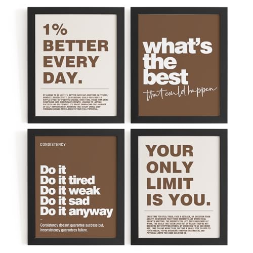 DSHFG Motivational Inspirational Office Wall Art Decor Prints Brown