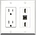 RiteAV - 15 Amp Power Outlet 2 Port HDMI 1 Port Shielded Cat6 Ethernet Ethernet Decora Wall Plate