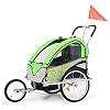 vidaXL Kinderfietskar en Wandelwagen 2-in-1 Groen Grijs Aanhanger Fiets Kar