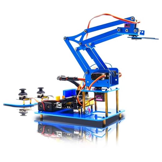KEYESTUDIO Robot Arm Starter Kit for Arduino,4DOF Electronic Coding Robotics Arm DIY Set for Kids Adults to Learn Robotics,Support PS2 Joypad Control, Bluetooth Remote Control by Android/iOS APP